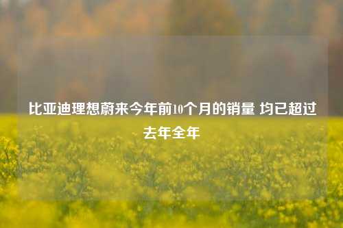 比亚迪理想蔚来今年前10个月的销量 均已超过去年全年