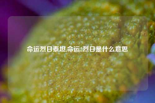 命运烈日泰坦,命运2烈日是什么意思