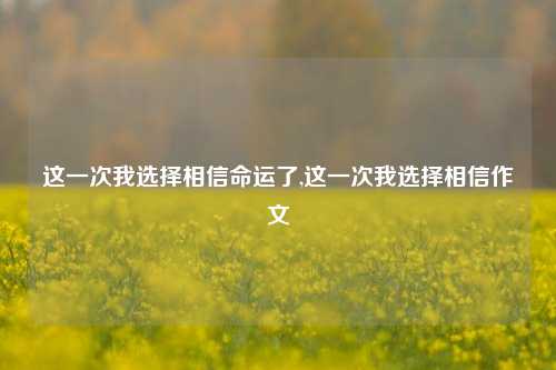 这一次我选择相信命运了,这一次我选择相信作文