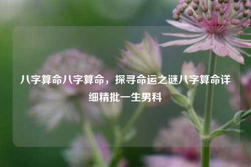 八字算命八字算命，探寻命运之谜八字算命详细精批一生男科