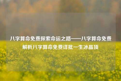 八字算命免费探索命运之路——八字算命免费解析八字算命免费详批一生冰晶顶