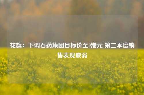 花旗：下调石药集团目标价至9港元 第三季度销售表现疲弱