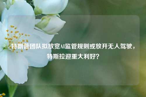 特朗普团队拟放宽AI监管规则或放开无人驾驶，特斯拉迎重大利好？