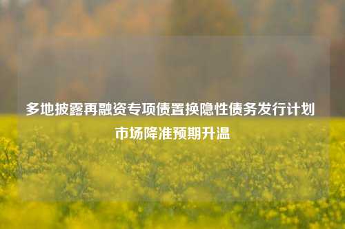 多地披露再融资专项债置换隐性债务发行计划 市场降准预期升温