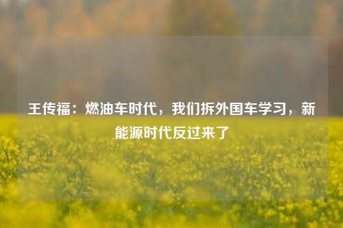 王传福：燃油车时代，我们拆外国车学习，新能源时代反过来了