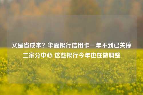 又是省成本？华夏银行信用卡一年不到已关停三家分中心 这些银行今年也在做调整