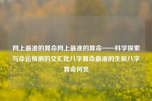 网上最准的算命网上最准的算命——科学探索与命运预测的交汇批八字算命最准的生辰八字算命何炅