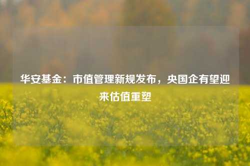 华安基金：市值管理新规发布，央国企有望迎来估值重塑