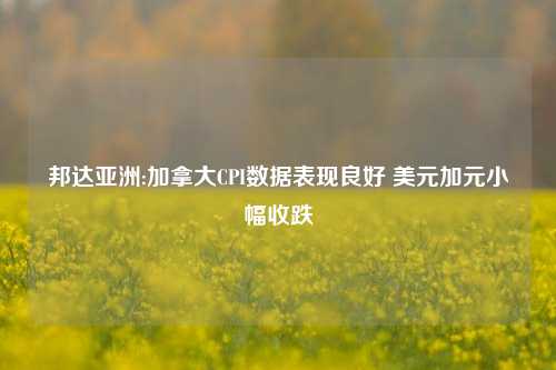 邦达亚洲:加拿大CPI数据表现良好 美元加元小幅收跌