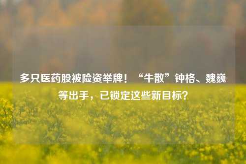 多只医药股被险资举牌！“牛散”钟格、魏巍等出手，已锁定这些新目标？