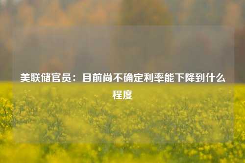 美联储官员：目前尚不确定利率能下降到什么程度