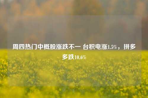 周四热门中概股涨跌不一 台积电涨1.5%，拼多多跌10.6%