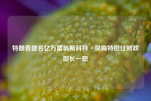 特朗普提名亿万富翁斯科特·贝森特担任财政部长一职