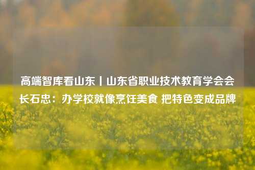 高端智库看山东丨山东省职业技术教育学会会长石忠：办学校就像烹饪美食 把特色变成品牌