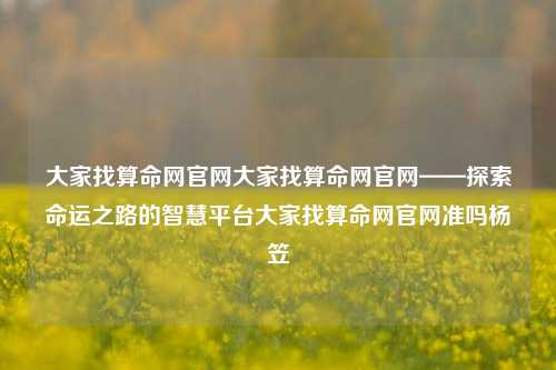 大家找算命网官网大家找算命网官网——探索命运之路的智慧平台大家找算命网官网准吗杨笠