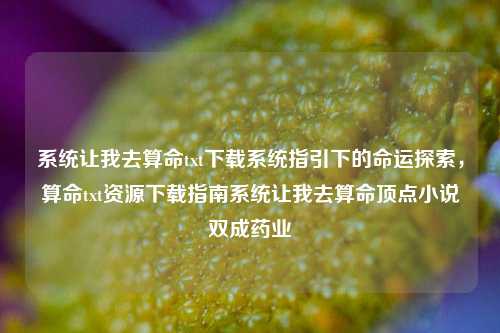 系统让我去算命txt下载系统指引下的命运探索，算命txt资源下载指南系统让我去算命顶点小说双成药业