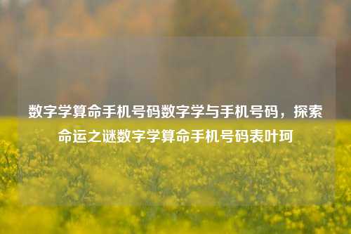 数字学算命手机号码数字学与手机号码，探索命运之谜数字学算命手机号码表叶珂