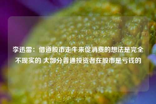 李迅雷：借道股市走牛来促消费的想法是完全不现实的 大部分普通投资者在股市是亏钱的