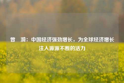 曾瀞漪：中国经济强劲增长，为全球经济增长注入源源不断的活力