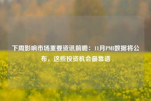 下周影响市场重要资讯前瞻：11月PMI数据将公布，这些投资机会最靠谱