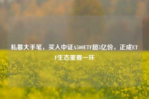 私募大手笔，买入中证A500ETF超5亿份，正成ETF生态重要一环