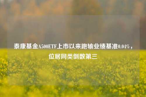 泰康基金A500ETF上市以来跑输业绩基准0.04%，位居同类倒数第三