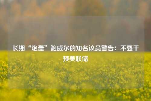 长期“炮轰”鲍威尔的知名议员警告：不要干预美联储