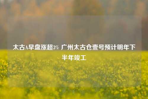 太古A早盘涨超3% 广州太古仓壹号预计明年下半年竣工