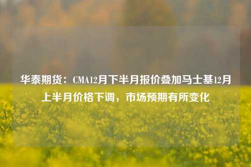 华泰期货：CMA12月下半月报价叠加马士基12月上半月价格下调，市场预期有所变化