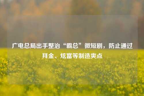 广电总局出手整治“霸总”微短剧，防止通过拜金、炫富等制造爽点