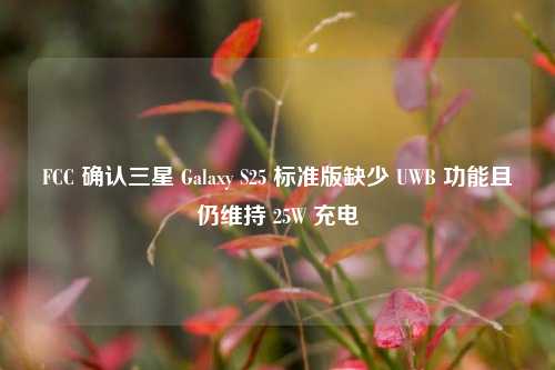 FCC 确认三星 Galaxy S25 标准版缺少 UWB 功能且仍维持 25W 充电