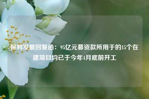 保利发展回复函：95亿元募资款所用于的15个在建项目均已于今年4月底前开工