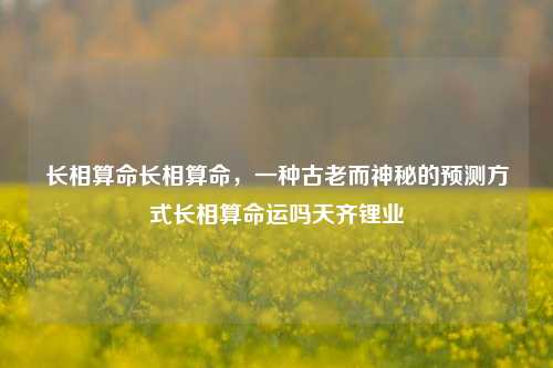 长相算命长相算命，一种古老而神秘的预测方式长相算命运吗天齐锂业