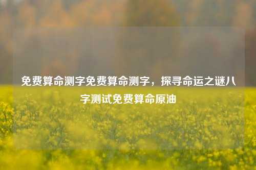 免费算命测字免费算命测字，探寻命运之谜八字测试免费算命原油