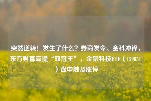 突然逆转！发生了什么？券商发令、金科冲锋，东方财富喜提“双冠王”，金融科技ETF（159851）盘中触及涨停