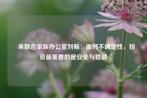 璟承联合家族办公室刘畅：面对不确定性，投资最重要的是安全与稳健