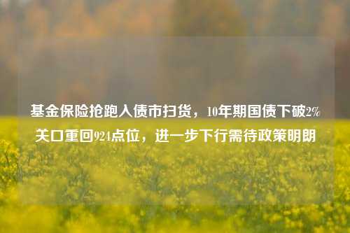 基金保险抢跑入债市扫货，10年期国债下破2%关口重回924点位，进一步下行需待政策明朗