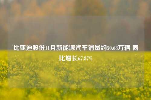 比亚迪股份11月新能源汽车销量约50.68万辆 同比增长67.87%