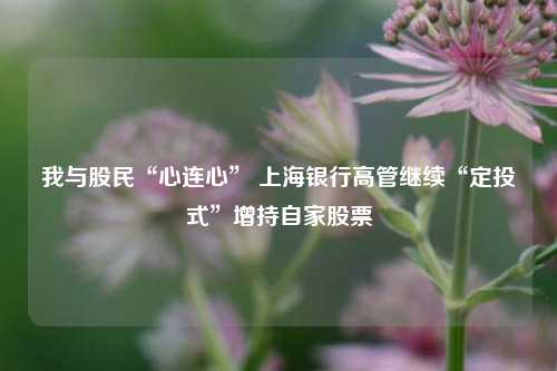 我与股民“心连心” 上海银行高管继续“定投式”增持自家股票