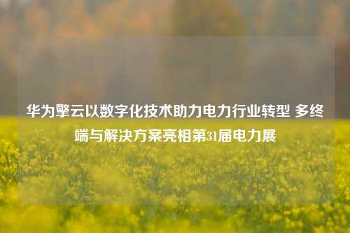 华为擎云以数字化技术助力电力行业转型 多终端与解决方案亮相第31届电力展