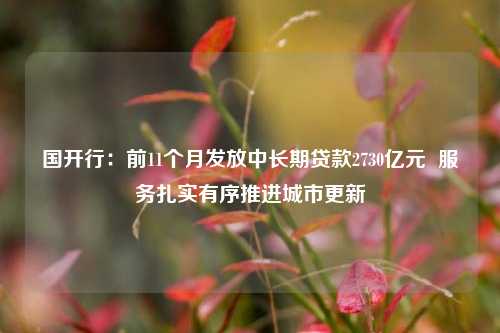 国开行：前11个月发放中长期贷款2730亿元  服务扎实有序推进城市更新