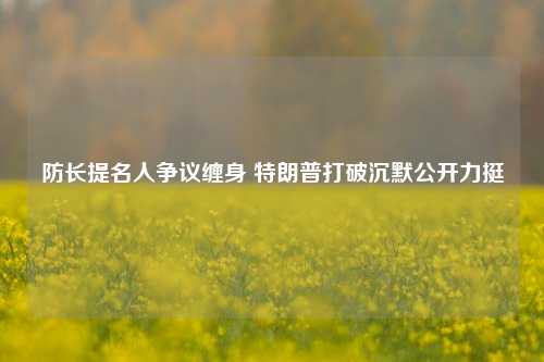 防长提名人争议缠身 特朗普打破沉默公开力挺