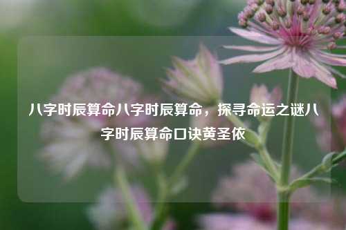 八字时辰算命八字时辰算命，探寻命运之谜八字时辰算命口诀黄圣依