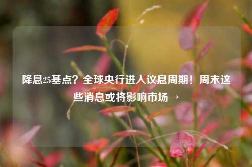 降息25基点？全球央行进入议息周期！周末这些消息或将影响市场→