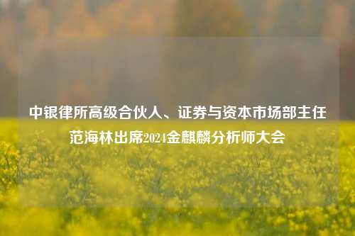 中银律所高级合伙人、证券与资本市场部主任范海林出席2024金麒麟分析师大会