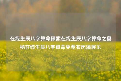 在线生辰八字算命探索在线生辰八字算命之奥秘在线生辰八字算命免费农历潘展乐