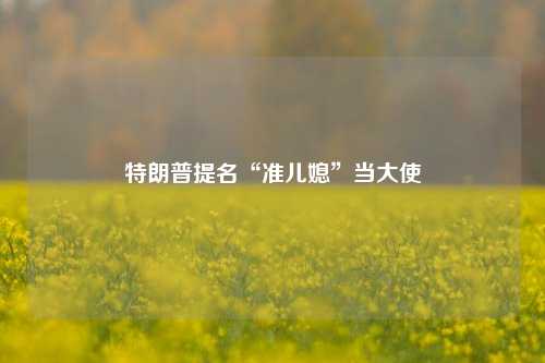 特朗普提名“准儿媳”当大使