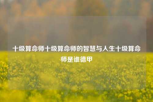 十级算命师十级算命师的智慧与人生十级算命师是谁德甲