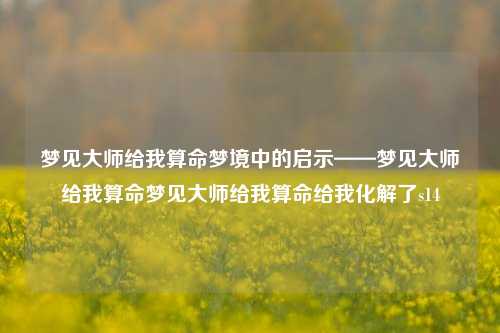 梦见大师给我算命梦境中的启示——梦见大师给我算命梦见大师给我算命给我化解了s14