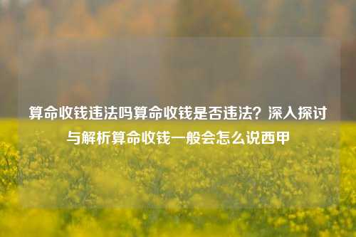 算命收钱违法吗算命收钱是否违法？深入探讨与解析算命收钱一般会怎么说西甲